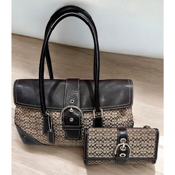 Vintage Coach 6388 Soho Mini Signature Flap Satchel & 6515 Checkbook Wallet - Picture 15 of 15